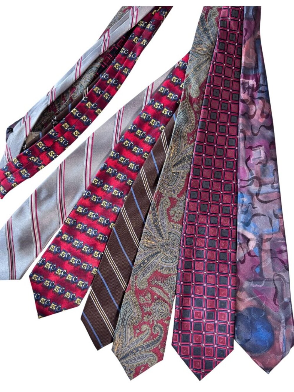 Lot Of 6 Mens Vintage Neckties With Various Unique Patterns & Colors